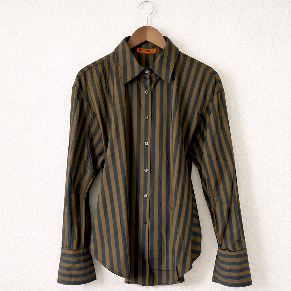 NWT Simon Miller | Loch Poplin Button Up | Black/Choco (M) - Picture 4 of 8